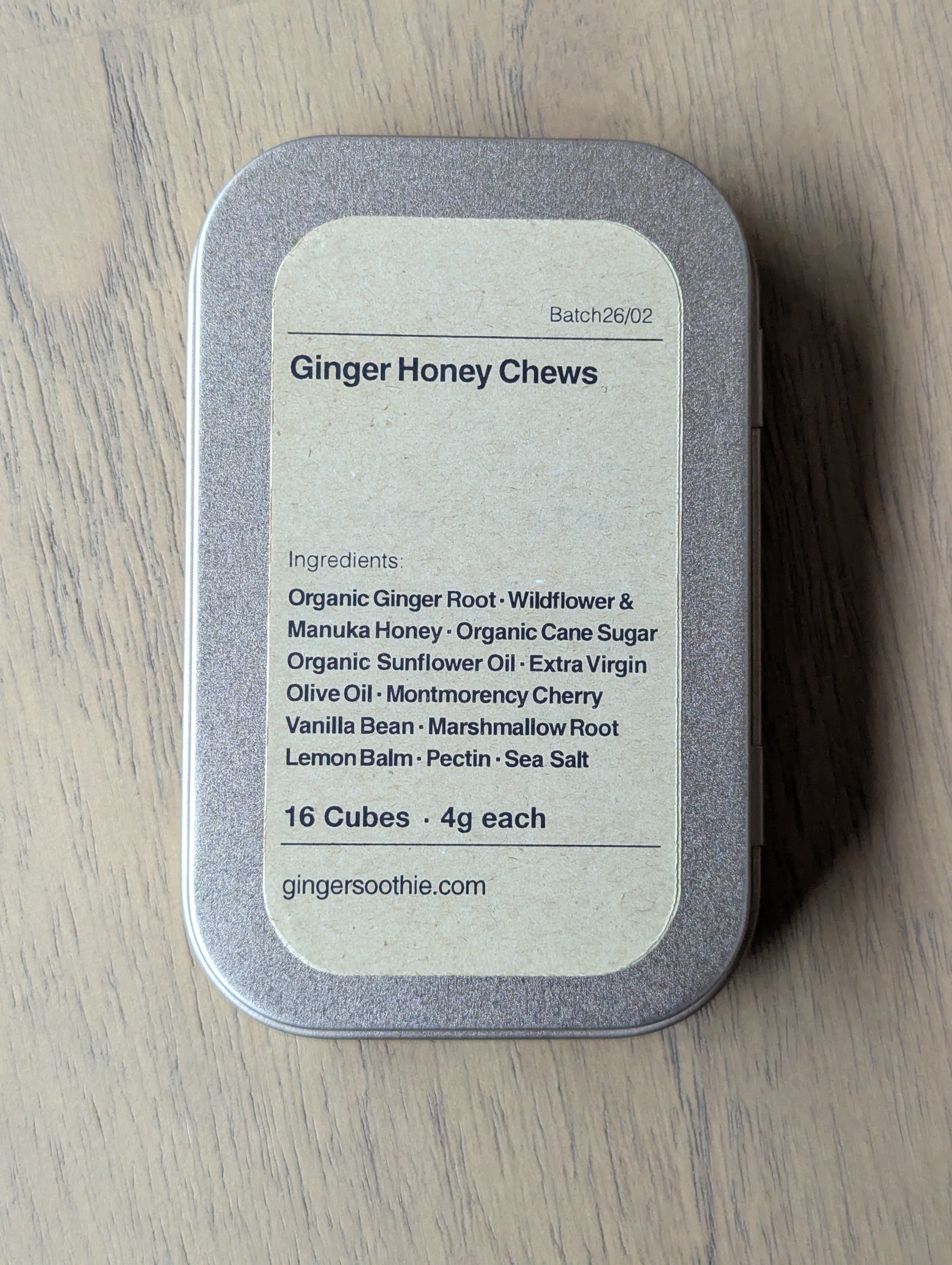 Ginger Soothie Carry Tin | 2 Wraps / 16 Cubes